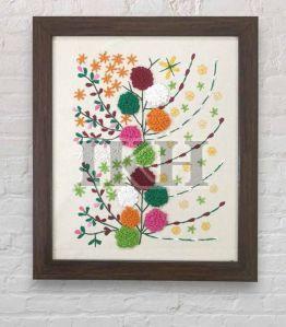 Crewel Hand Embroidered Floral Wall Hanging For Decoration, Gifting, Home, Office