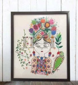 Floral Lady Hand Embroidery Wall Hanging For Decoration, Home