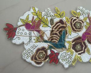 Handmade Birds Flowers Beaded Table Runner For Home