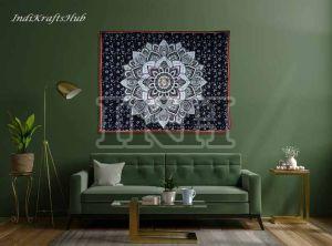 Handmade Black White Unique Mandala Tapestry Wall Hanging