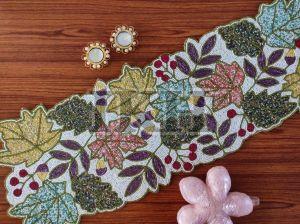 Handmade Maple Leaves Pastel Theme Beaded Table Runner