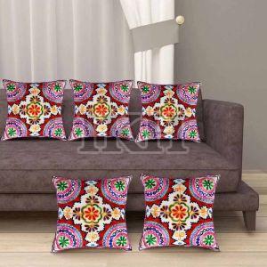 Multicolored Wool Thread Embroidery Cushion Covers For Sofa, Bed, Chairs