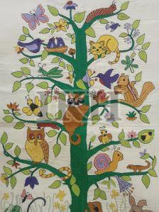 Tree Of Life With Animals Nakshi Kantha Art Wall Hanging