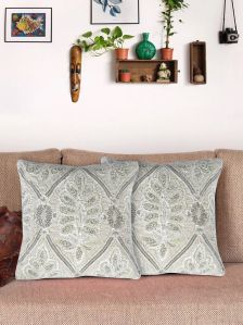 White Beaded Throw Cushion Cover