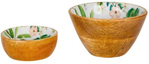 Polished Enamel Wooden Bowl Set, Shape : Round