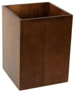 Plain Polished Square Wooden Pen Holder, Color : Brown 4x4x5 Inch