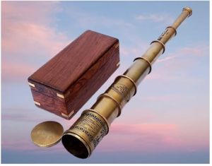 Brass Telescope With Box, Color : Golden For Magnifie View