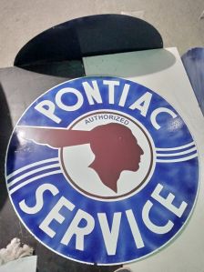 Pontiac Service Enamel Sign Board 30 Inch For Advertisement