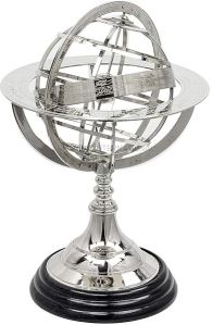 Silver Finish Nautical Brass Armillary Globe For Home, Offices, Schools