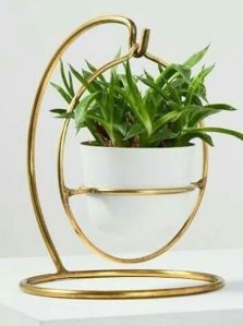 Polished Hanging Iron Planter, Color : Golden