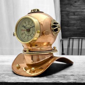 Antiqueworld Brass Diving Helmet Clock, Color : Golden