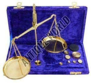 Antique Brass Decor Jewellery Balance Scale With Velvet Box