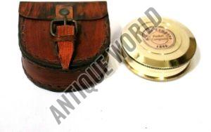 Marine Nautical Brass Compass With Leather Box