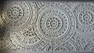 Rectangle White Carved Stone Panel