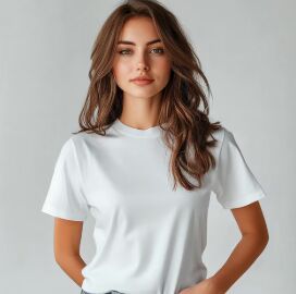 Ladies Cotton White Round Neck T-Shirts