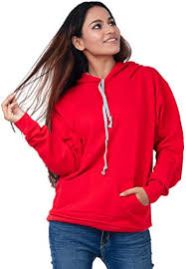 Ladies Pullover Red Cotton Hoodies