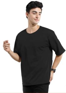 Mens Cotton Oversized Black Round Neck T-Shirts