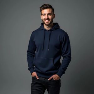 Mens Navy Blue Plain Hoodie