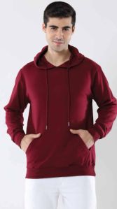 Mens Pure Cotton Maroon Hoodies