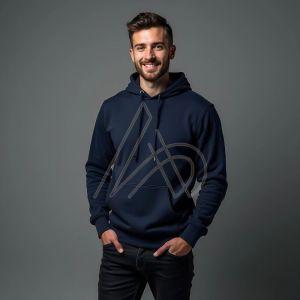 Mens Navy Blue Plain Hoodie