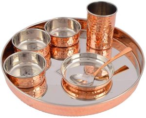 Hammered Copper Thali Set