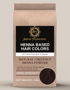 Natural Chestnut Henna Based Hair Color, Form : Powder, Packaging Type : Plastic Packet For Parlour, Personal