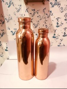 Plain Glossy Copper Water Bottle, Color : Brown, Storage Capacity : 1ltr