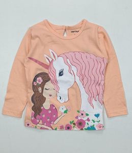 Cotton Girls Printed T-shirts, Color : Multi Color, Multi 2y 3y 4y 5y 6y 7y 8 Years Casual Wear