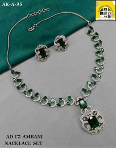 Ad Cz Ambani Necklace Set VVS1 Party Wear, Wedding Wear, Festive Wear, Packaging Type : Velvet Box