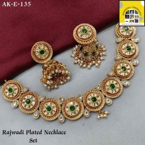 Wedding Wear Rajwadi Necklace Set Antique, Packaging Type : Velvet Box