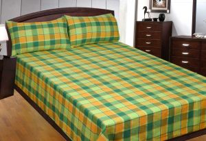 Nfd Cotton Check Double Bed Sheet, Color : Multicolor For Bedroom Use