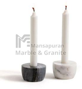 Plain Polished Marble Candle Stands, Color : White