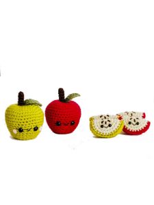 Crochet Stuffed Apple & Apple Wedges Toy Set