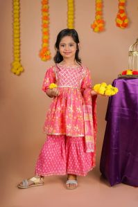 Kids Pink Sharara Set