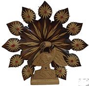wooden peacock statue