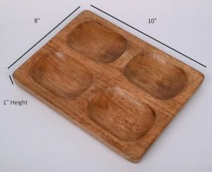 4 Compartments Wooden Serving Tray