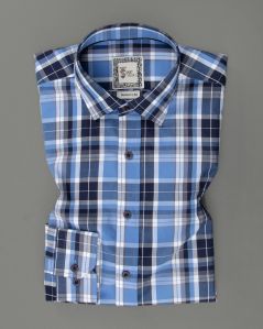 mens full sleeve shirt blue checkered