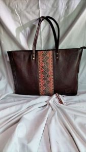 TC leather and finished leather tote bag