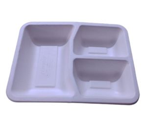Bagasse 3 Compartment Meal Tray