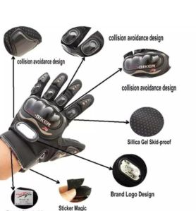 Full Finger Black Bike Riding Gloves