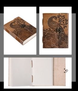 Leathers dairy note book peacock embossed design