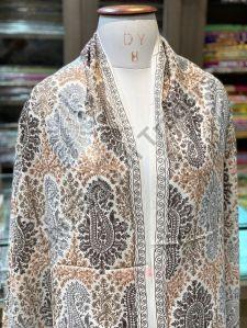 Grey & White Kashmiri Embroidery Shawl