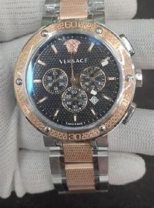 Versace Chronograph Dual Tone Black Dial Swiss Watch