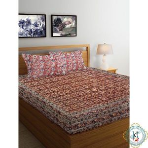 DKB004 Kalamkari Block Printed Cotton Double Bed Sheet
