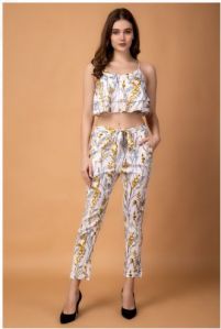 LADIES CREPE FLORAL CO ORD SET