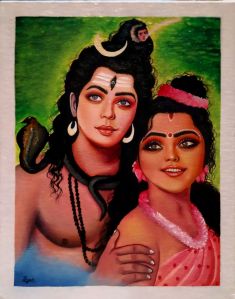 Shiva Parvati Acrylic Painting