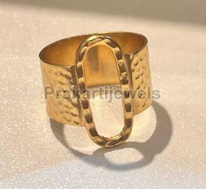 Ladies Brass Gold Plated Hammered Ring