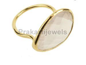 Ladies Gold Plated Uneven Rose Quartz Ring