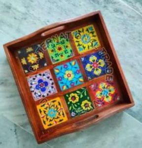Printed Wooden Square Tray