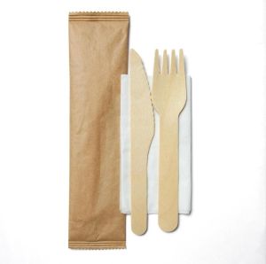 Wrapped disposable cutlery pouch